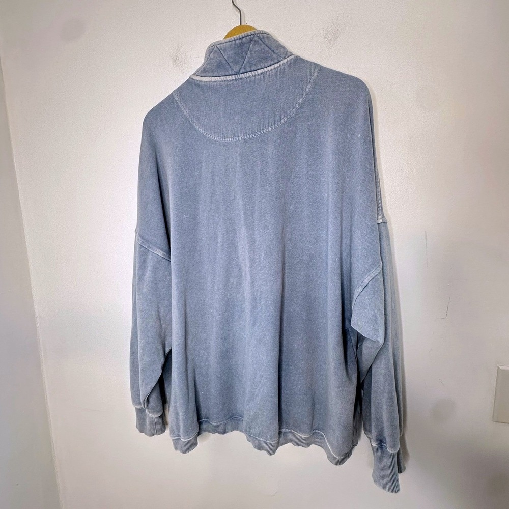 Aerie‎ Getaway Quarter Zip Sweatshirt Womens XL Ice Blue Oversized Pullover - Picture 6 of 7
